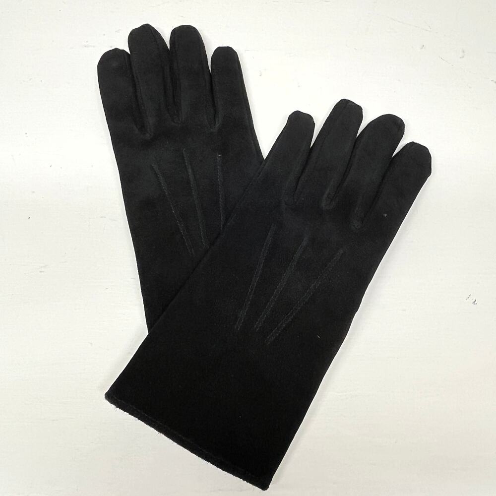 Aris Black Suede Leather Driving Gloves Women's Medium Fleece Lined